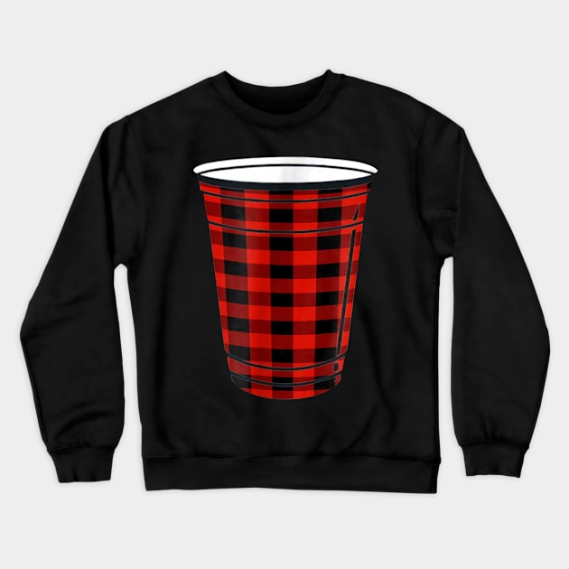 Red Buffalo Plaid Party Cup Matching Christmas Pajama Crewneck Sweatshirt by TeeAbe